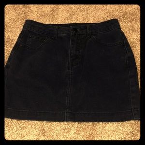 Black denim mini skirt